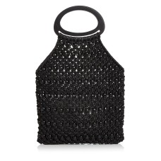 Aqua Crochet Beaded Bag, Black