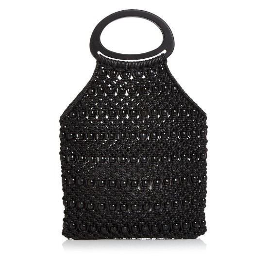  Crochet Beaded Bag, Black