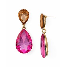 Aqua Double Teardrop Earring, Shimmering Dark Pink