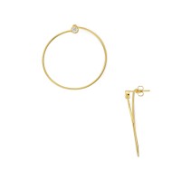 Aqua Embellished Hoop Earrings in 14K (Gold)