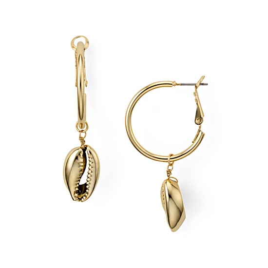  Gold-Tone Shell Drop Earrings