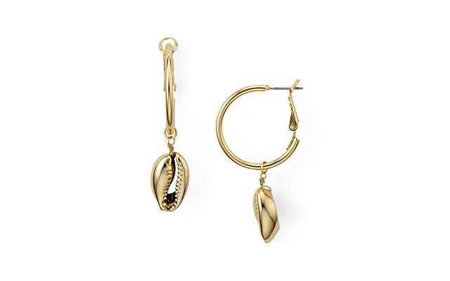  Gold-Tone Shell Drop Earrings