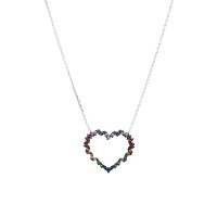 Aqua Heart Pendant Necklace in Gold-Plated Sterling Silver or Sterling Silver, 16”