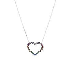 Aqua Heart Pendant Necklace in Gold-Plated Sterling Silver or Sterling Silver, 16”