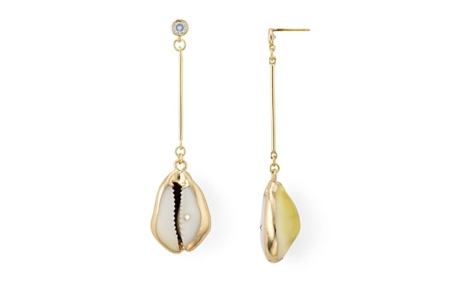  Linear Shell & Crystal Drop Earrings