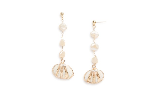  Linear Shell Drop Earring, Gold