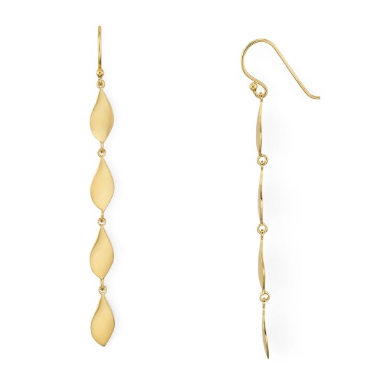  Linear Twist Drop Earrings, Gold