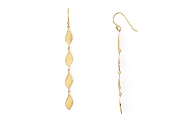  Linear Twist Drop Earrings, Gold