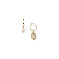 Aqua Mismatched Shell & Pearl Drop Earrings