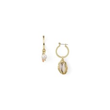 Aqua Mismatched Shell & Pearl Drop Earrings