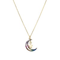 Aqua Moon & Star Pendant Necklace In 18k Gold-plated Sterling Silver (16)