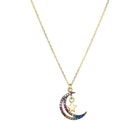  Moon & Star Pendant Necklace In 18k Gold-plated Sterling Silver (16)