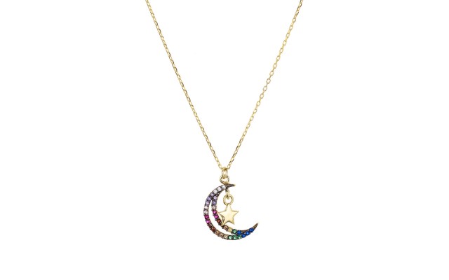  Moon & Star Pendant Necklace In 18k Gold-plated Sterling Silver (16)