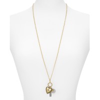 Aqua Natia Heart Charm Necklace, 32″