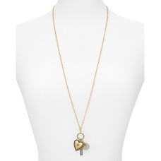 Aqua Natia Heart Charm Necklace, 32″