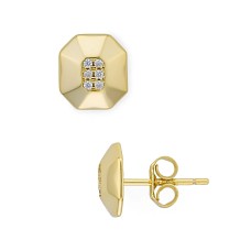 Aqua Octagon Earrings in 14K Gold-Plated Sterling Silver