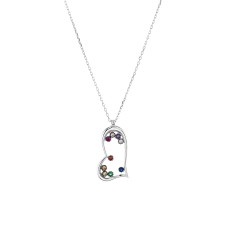 Aqua Open Heart Pendant Necklace in Gold-Plated Sterling Silver