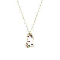 Aqua Open Heart Pendant Necklace in Gold-Plated Sterling Silver or Sterling Silver
