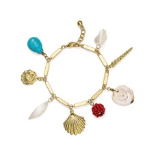 Aqua Sea Life Charm Bracelet, Gold