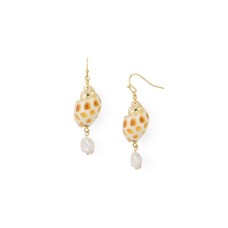 Aqua Shell & Cultured Freshwater Pearl Drop Earrings