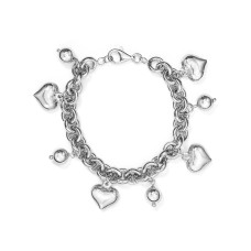 Aqua Sterling Heart & Ball Charm Bracelet