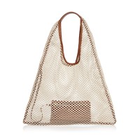 Arron Large Net Hobo Handbag, Beige