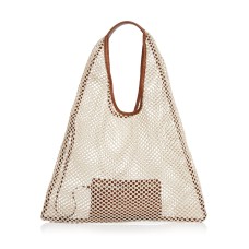 Arron Large Net Hobo Handbag, Beige