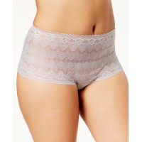Ashley Graham Womens Plus Size Lingerie Wide Waist Lace Thong, Silver, X