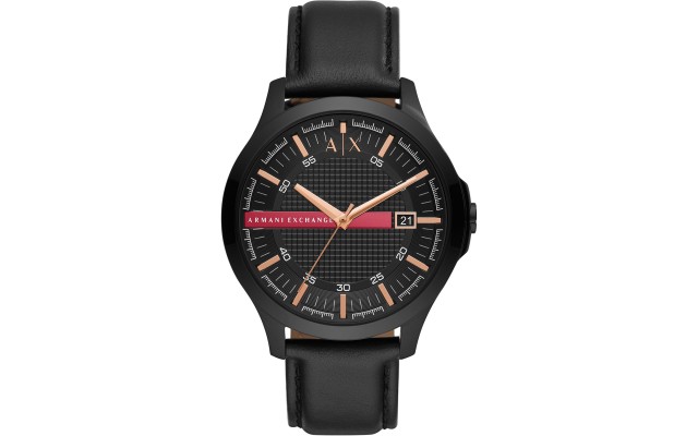 A|X Armani Exchange Men’s Hampton Black Leather Strap Watch 46mm