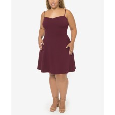 B Darlin Plus Trendy Strappy-Back Dress (Wine, 18W)