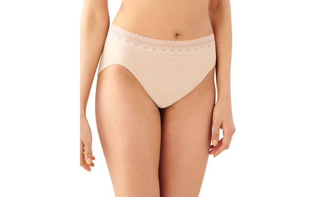  Women’s Comfort Revolution Seamless High-Cut Brief Panty (Light Beige Lace, 10/11)
