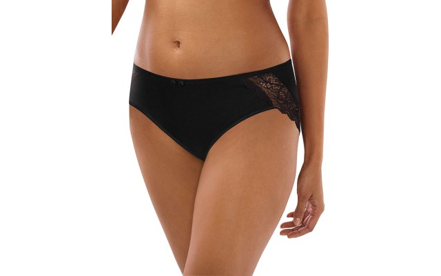  Women’s Cotton Desire W/ Lace Hipster (Black, 7)