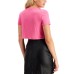  Boxy Cropped  Crew Crewneck (Pink), Pink, Small
