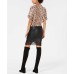  Faux-leather Lace Trim Asymetrical Skirt (Black, XS)