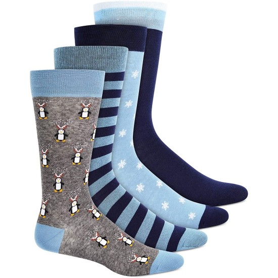  Mens 4-Pk. Dress Socks, Gray/Blue, 10-13