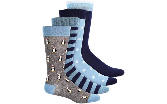  Mens 4-Pk. Dress Socks, Gray/Blue, 10-13