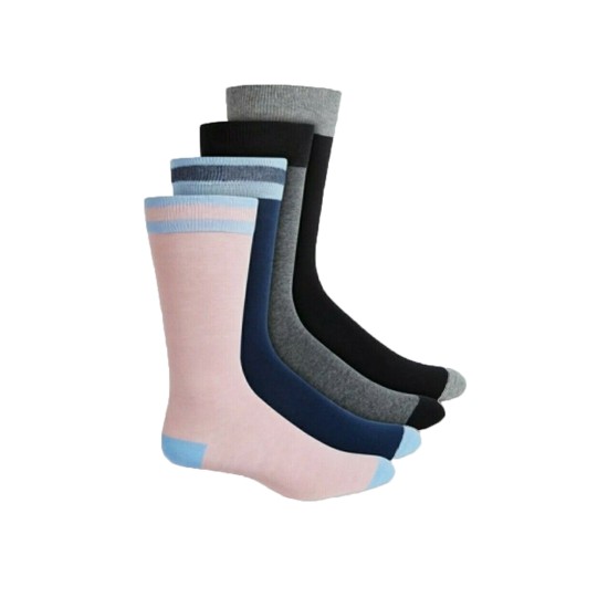  Mens 4-Pk. Dress Socks, Pink/Blue, 10-13