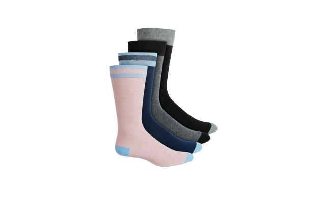  Mens 4-Pk. Dress Socks, Pink/Blue, 10-13