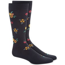 Bar III Men’s Black Rose Floral Socks (Black, 10-13)