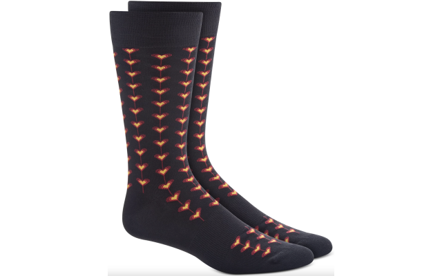  Men’s Black Tiled Heart Socks, Black, 10-13