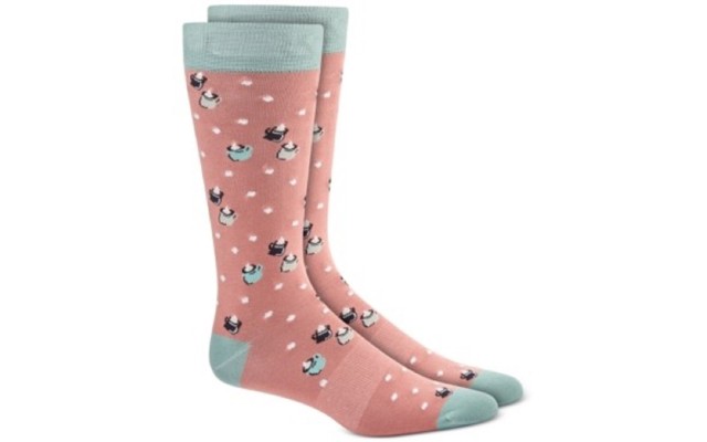  Men’s Blue Holiday Socks (Pink, 10-13)