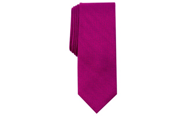  Men’s New Herringbone Skinny Tie, Berry
