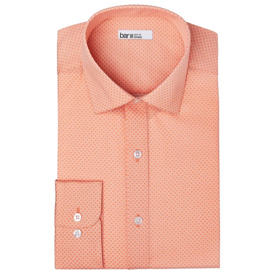  Men’s Organic Cotton Slim-Fit Link-Print Dress Shirt Medium (15-15 1/2)