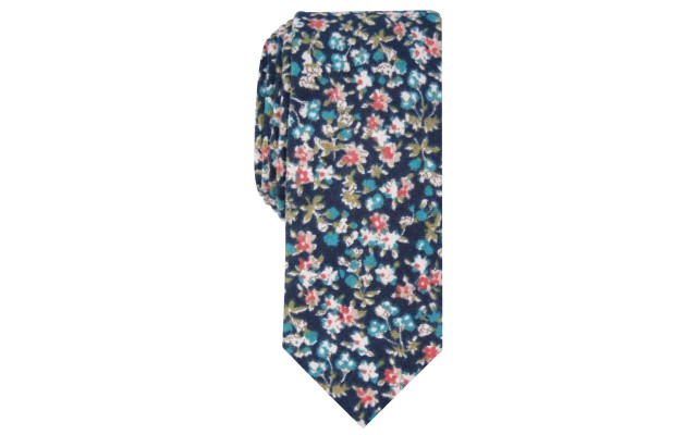  Men’s Ponderosa Skinny Floral Tie (Navy)