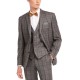  Men’s Slim-Fit Gray/Brown Plaid Suit Separate Jacket (Gray, 38 R)