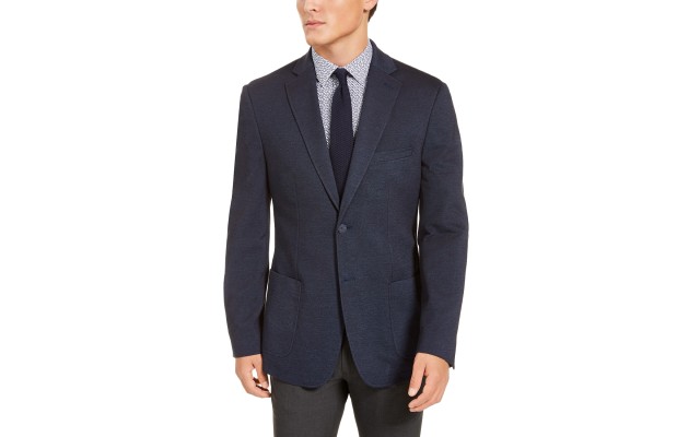  Men’s Slim-Fit Navy Blue Knit Sport Coats, Navy, 46R