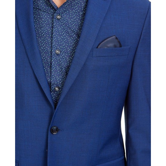  Men’s Slim-Fit PerFormance Active Stretch Blue Sharkskin Suit Separate J