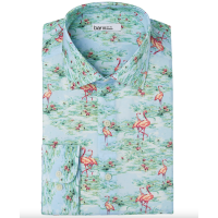 Bar III Men’s Slim-Fit Performance Stretch Flamingo-Print Dress Shirt (Medium, 15-15.5)