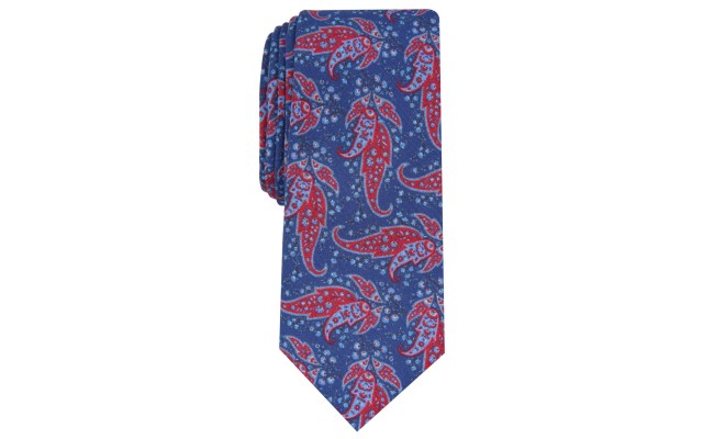  Men’s Sorrento Skinny Paisley Tie (Navy)