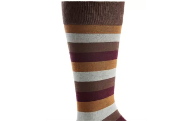  Men's Stripe Socks, Brown